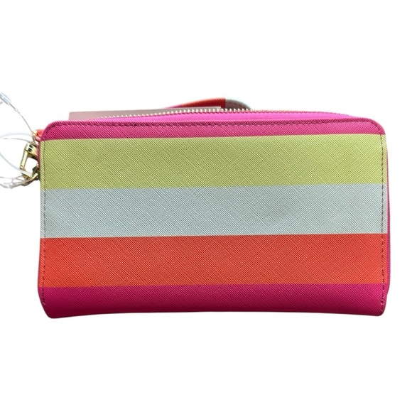 NWT Betsey Johnson Rainbow Colorblock Gold Heart Zip Wristlet Wallet - Picture 2 of 10